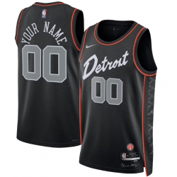 Men Women Youth Customized Detroit Pistons Nike Black 2023 24 Custom Swingman Jersey City Edition