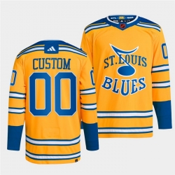 Men Women youth St  Louis Blues Custom Yellow 2022 23 Reverse Retro Stitched Jersey