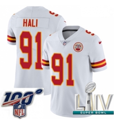 2020 Super Bowl LIV Men Nike Kansas City Chiefs #91 Tamba Hali White Vapor Untouchable Limited Player NFL Jersey