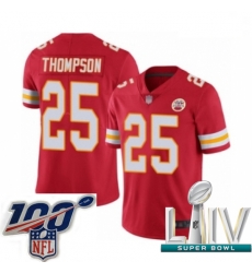 2020 Super Bowl LIV Youth Kansas City Chiefs #25 Darwin Thompson Red Team Color Vapor Untouchable Limited Player Football Jersey