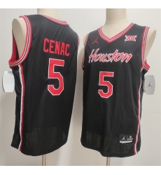 Men Houston Cougars  5 Chris Cenac Jr  Black Stitched Football Jersey