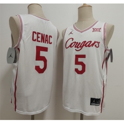 Men Houston Cougars  5 Chris Cenac Jr  White Stitched Football Jersey