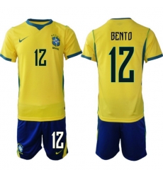 Youth Brazil 2026 FIFA World Cup Yellow Home Soccer Jersey BENTO #12