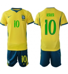 Youth Brazil 2026 FIFA World Cup Yellow Home Soccer Jersey KAKA #10 Green
