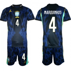 Men Brazil 2026 FIFA World Cup Blue Away Soccer Jersey MARQUINHOS #4