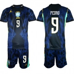Men Brazil 2026 FIFA World Cup Blue Away Soccer Jersey PEDRO #9