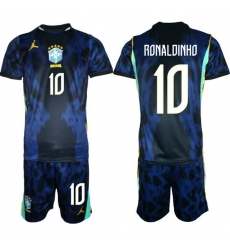 Men Brazil 2026 FIFA World Cup Blue Away Soccer Jersey RONALDINHO #10