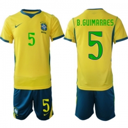 Men Brazil 2026 FIFA World Cup Yellow Home Soccer Jersey B.GUIMARAES #5 Green