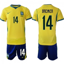 Men Brazil 2026 FIFA World Cup Yellow Home Soccer Jersey BREMER #14