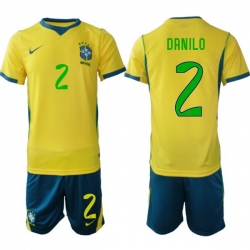 Men Brazil 2026 FIFA World Cup Yellow Home Soccer Jersey DANILO #2 Green
