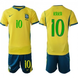 Men Brazil 2026 FIFA World Cup Yellow Home Soccer Jersey KAKA #10 Green