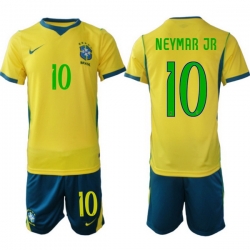 Men Brazil 2026 FIFA World Cup Yellow Home Soccer Jersey NEYMAR JR #10 Green