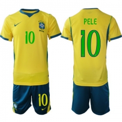 Men Brazil 2026 FIFA World Cup Yellow Home Soccer Jersey PELE #10 Green