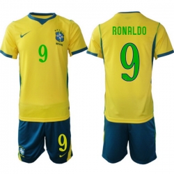 Men Brazil 2026 FIFA World Cup Yellow Home Soccer Jersey RONALDO #9 Green