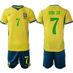 Men Brazil 2026 FIFA World Cup Yellow Home Soccer Jersey VINI JR. #7 Green