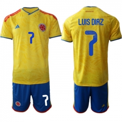 Colombia 2026 FIFA World Cup Soccer Jersey Yellow #7 LUIS DIAZ