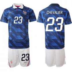 Men France 2026 FIFA World Cup Blue Soccer Jersey #23 Lucas Chevalier