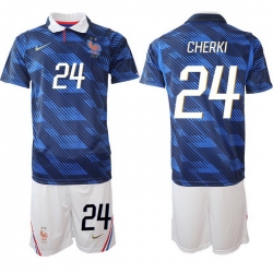 Men France 2026 FIFA World Cup Blue Soccer Jersey #24 Rayan Cherki