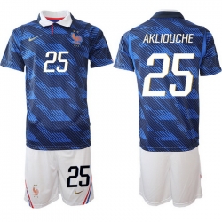 Men France 2026 FIFA World Cup Blue Soccer Jersey #25 Maghnes Akliouche