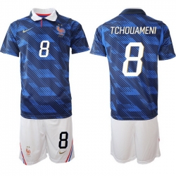 Men France 2026 FIFA World Cup Blue Soccer Jersey #8 Aurelien Tchouameni