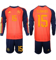 Spain 2026 FIFA World Cup Soccer Jersey Red LONG #15 CUBARSI