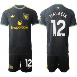 Men Manchester United 2026 Soccer Jerseys Black #12 MALACIA