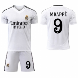 Youth Real Madrid #9 Mbappe White Home Soccer Jersey