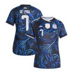 Women 7Rodrigo De Paul Argentina National Team adidas 2026 Away Replica Jersey Black 3