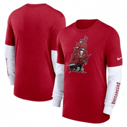 Men Tampa Bay Buccaneers Heather Red Slub Fashion Long Sleeve T Shirt