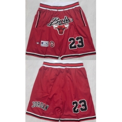 Men Chicago Bulls 23 Michael Jordan Red Shorts  