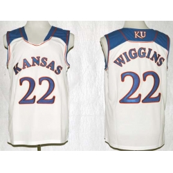 Mens Ncaa Nba Kansas Jayhawks #22 Wiggins White Jersey