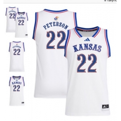 NCAA Kansas #22 Peterson Basketball White Jersey