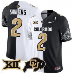 Men Colorado Buffaloes #2 Shedeur Sanders White Black Split Vapor Limited Stitched Football Jersey