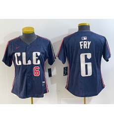 Women 27 Cleveland Guardians 6 David Fry Navy 2024 City Connect Limited Stitched jerseys