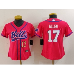 Women Buffalo Bills 17 Josh Allen Red Cool Base Stitched Baseball Jersey