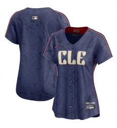 Women Cleveland Guardians Blank Navy 2024 City Connect Stitched Baseball Jersey