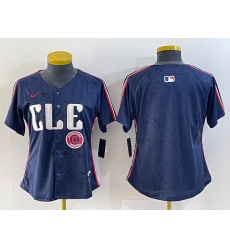 Women Cleveland Guardians Team Big Logo Navy 2024 City Connect Stitched Baseball Jersey 3