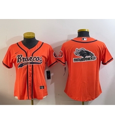 Women Denver Broncos big logoorange Cool Base Stitched Baseball Jersey