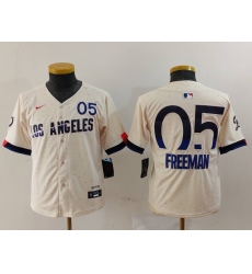 Youth Los Angeles 5 Freddie Freeman Dodgers Cream 2024 City Connect Limited Stitched Baseball Jersey 2