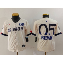 Youth Los Angeles 5 Freddie Freeman Dodgers Cream 2024 City Connect Limited Stitched Baseball Jersey 2