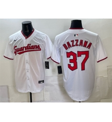Men Cleveland Guardians 37 Travis Bazzana White Home Stitched Baseball Jersey Men Cleveland Guardians 37 Travis Bazzana White Home Stitched Baseball Jersey