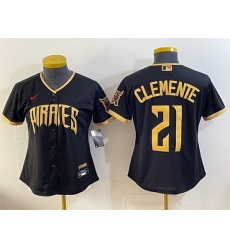 Women Pittsburgh Pirates  21 Roberto Clemente Black 2026 City Connect Stadium Stitched Baseball Jersey  