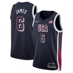 Men USA Basketball 6 LeBron James Navy 2024 Swingman Stitched Jersey