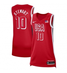 Women USA Basketball 10 Breanna Stewart Red 2024 Swingman Stitched Jersey