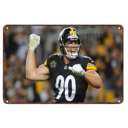 Pittsburgh Steelers Aluminum Sign 12x8 Inch T.J. Watt 002