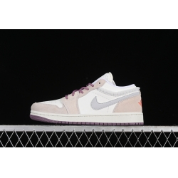 AIR JORDAN 1 LOW WHITE GREY PURPLE BEIGE