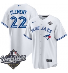 Men Toronto Blue Jays 22 Ernie Clement White Home Cool Base Stitched Baseball Jersey Men Toronto Blue Jays 22 Ernie Clement White Home Cool Base Stitched Baseball Jersey