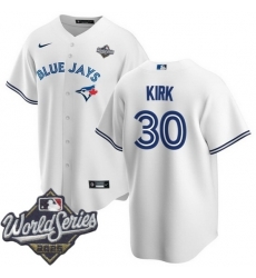 Men Toronto Blue Jays 30 Alejandro Kirk White Cool Base Stitched Jersey Men Toronto Blue Jays 30 Alejandro Kirk White Cool Base Stitched Jersey