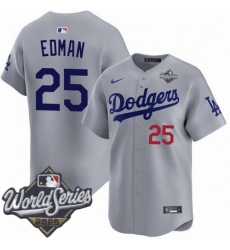 Men Los Angeles Dodgers 25 Tommy Edman 2025 World Series Cool Base Stitched Baseball Jersey Gray Men Los Angeles Dodgers 25 Tommy Edman 2025 World Series Cool Base Stitched Baseball Jersey Gray