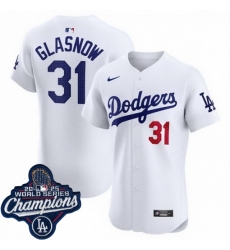 Men Los Angeles Dodgers 31 Tyler Glasnow Cool Base 2025 World Champions Stitched Baseball Jersey White Men Los Angeles Dodgers 31 Tyler Glasnow Cool Base 2025 World Champions Stitched Baseball Jersey White